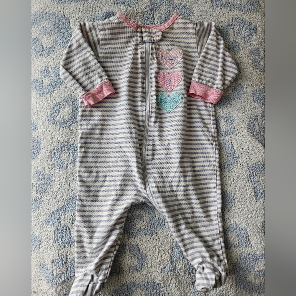 Striped Gray and Pink Kids One Piece
